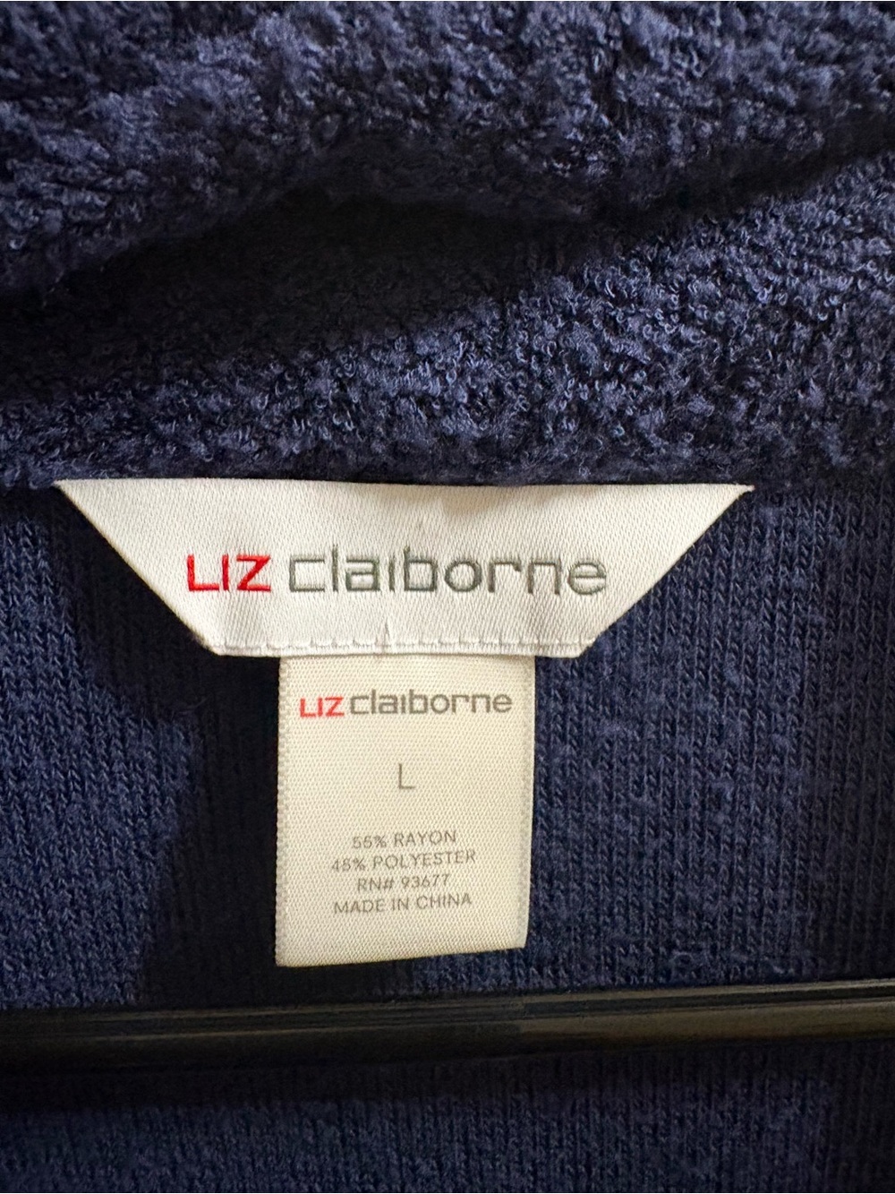Liz Claiborne Cozy Navy Blue Plush Robe - Size L